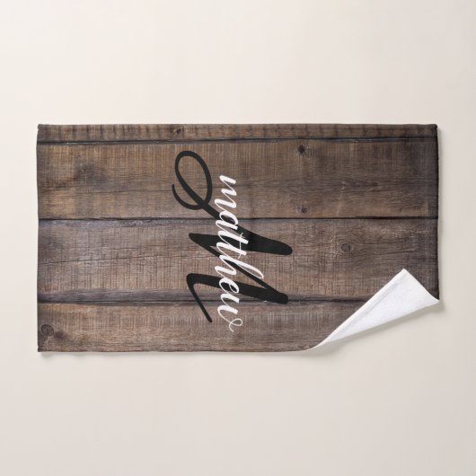 Rustic Country Barn Farmhouse Monogramme Name Bad Handdoek (Handdoek)