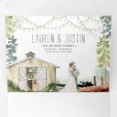 Rustic Country Barn Forest Wedding Drieluik Uitnodiging (Binnenzijde eerst)