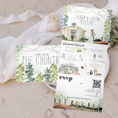 Rustic Country Barn Forest Wedding Drieluik Uitnodiging