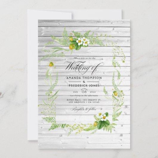 Rustic Country Barn Greenery Wedding Foto Kaart (Voorkant)