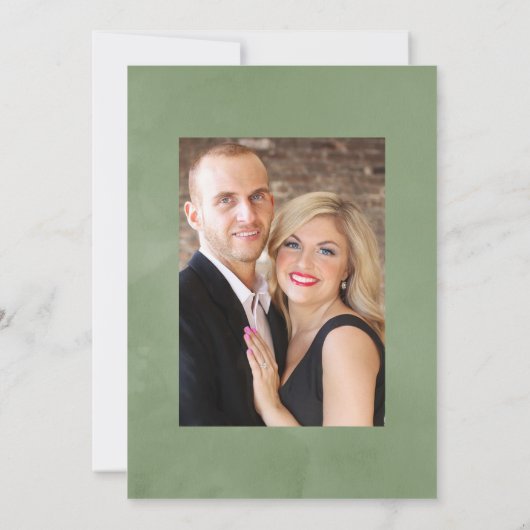 Rustic Country Barn Greenery Wedding Foto Kaart (Achterkant)