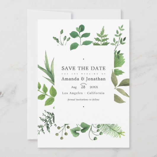 Rustic Country Barn Greenery Wedding Foto Save The Date (Voorkant)