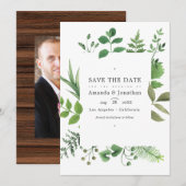 Rustic Country Barn Greenery Wedding Foto Save The Date (Voorkant / Achterkant)