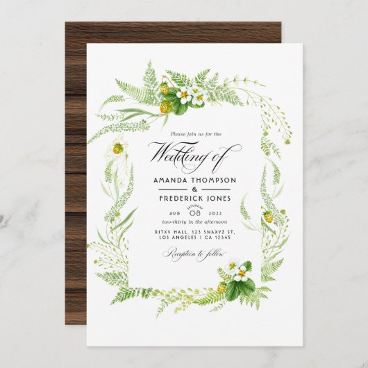 Rustic Country Barn Greenery Wedding Photo Invitat Kaart (Voorkant / Achterkant)