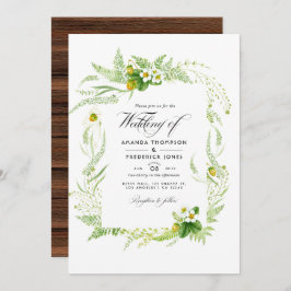 Rustic Country Barn Greenery Wedding Photo Invitat Kaart