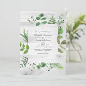 Rustic Country Barn Greenery Wedding Photo Invitat Kaart (Staand voorkant)