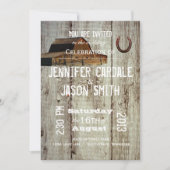 Rustic Country Barn Hoefijzer Wedding Invitations Kaart (Voorkant)