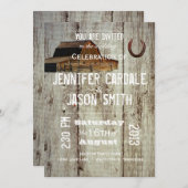 Rustic Country Barn Hoefijzer Wedding Invitations Kaart (Voorkant / Achterkant)