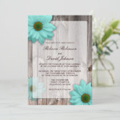 Rustic Country Barn met Blauwgroen Blue Daisies We Kaart (Staand voorkant)