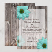 Rustic Country Barn met Blauwgroen Blue Daisies We Kaart (Voorkant / Achterkant)