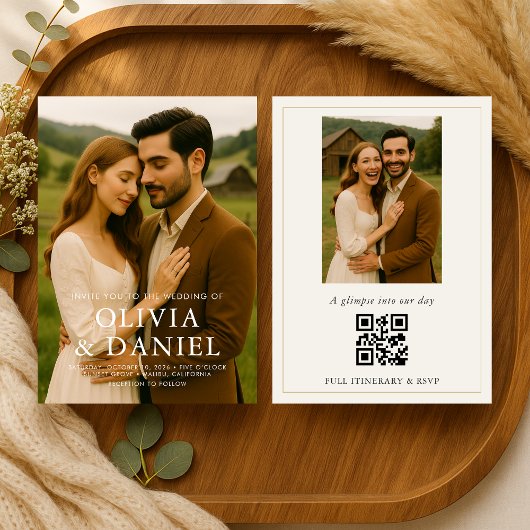 Rustic Country Barn Photo Wedding Kaart