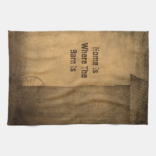 Rustic Country Barn Texture Home Phrase Theedoek (Horizontaal)