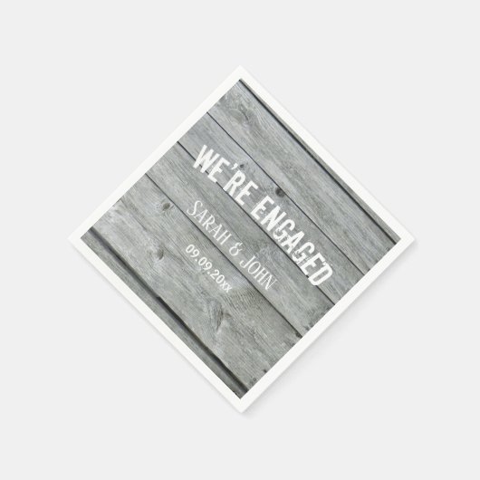 Rustic Country Barn We zijn verloofd met een grijs Servet (Hoek)