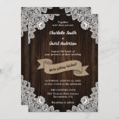Rustic Country Barn Wood Burlap Heart Wedding Kaart (Voorkant / Achterkant)