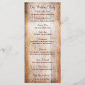 Rustic Country Barn Wood Custom Wedding Programs Programmakaart (Achterkant)