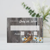 Rustic Country Barn Wood en Daisies Reactie RSVP Kaartje (Staand voorkant)