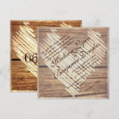 Rustic Country Barn Wood Heart Wedding Invitations Kaart (Voorkant / Achterkant)