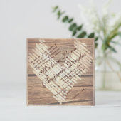 Rustic Country Barn Wood Heart Wedding Invitations Kaart (Staand voorkant)