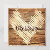 Rustic Country Barn Wood Heart Wedding Invitations Kaart (Achterkant)