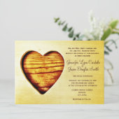 Rustic Country Barn Wood Heart Wedding Invitations Kaart (Staand voorkant)