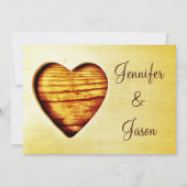 Rustic Country Barn Wood Heart Wedding Invitations Kaart (Achterkant)