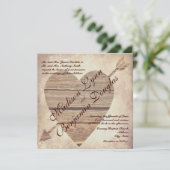 Rustic Country Barn Wood Heart Wedding Invitations Kaart (Staand voorkant)