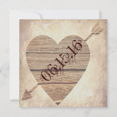 Rustic Country Barn Wood Heart Wedding Invitations Kaart (Achterkant)