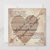 Rustic Country Barn Wood Heart Wedding Invitations Kaart (Voorkant)