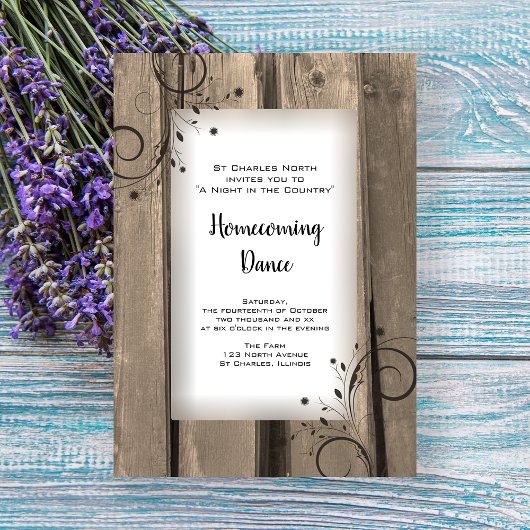 Rustic Country Barn Wood Homecoming Dance Kaart