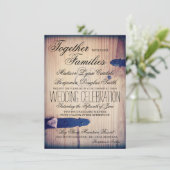 Rustic Country Barn Wood Latch Wedding Invitations Kaart (Staand voorkant)