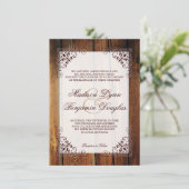 Rustic Country Barn Wood Lijst Wedding Invitations Kaart (Staand voorkant)