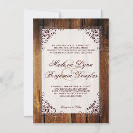 Rustic Country Barn Wood Lijst Wedding Invitations Kaart