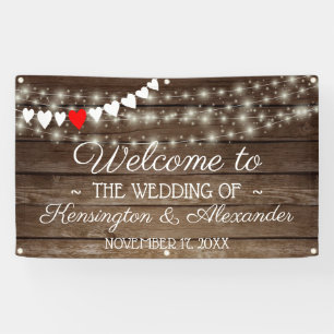 Rustic country Barn Wood String of Lights Wedding Spandoek