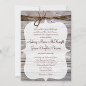 Rustic Country Barn Wood Twine Wedding Invitding Kaart (Voorkant)