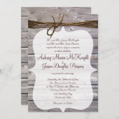 Rustic Country Barn Wood Twine Wedding Invitding Kaart (Voorkant / Achterkant)