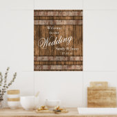 Rustic Country Barn Wood Weddenschap Welkom Poster (Keuken)