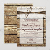 Rustic Country Barn Wood Wedding Invitations Kaart (Voorkant / Achterkant)