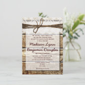 Rustic Country Barn Wood Wedding Invitations Kaart (Staand voorkant)