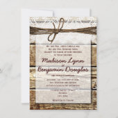 Rustic Country Barn Wood Wedding Invitations Kaart (Voorkant)