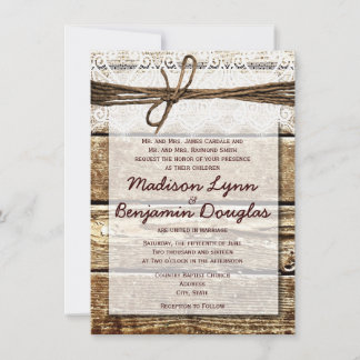 Rustic Country Barn Wood Wedding Invitations Kaart