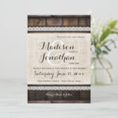 Rustic Country Barn Wood Wedding Invitations Kaart (Staand voorkant)