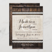 Rustic Country Barn Wood Wedding Invitations Kaart (Voorkant / Achterkant)