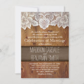 Rustic Country Barn Wood Wedding Invitations Kaart (Voorkant)