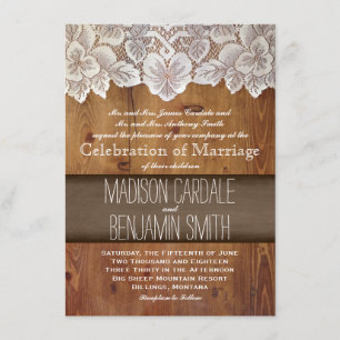 Rustic Country Barn Wood Wedding Invitations Kaart
