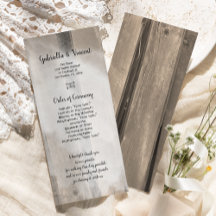 Rustic Country Barn Wood Wedding Programme
