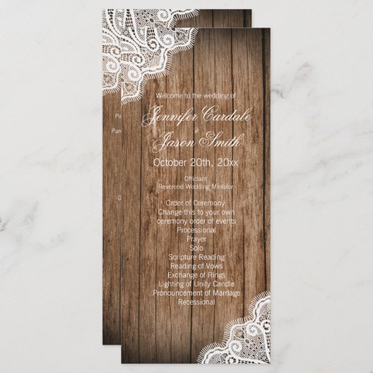 Rustic Country Barn Wood Wedding Programs Programmakaart (Voorkant / Achterkant)