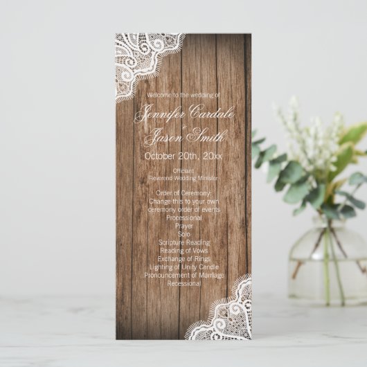 Rustic Country Barn Wood Wedding Programs Programmakaart (Staand voorkant)