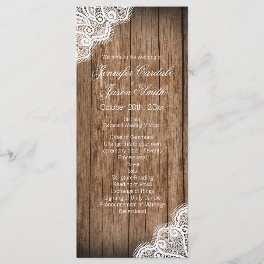 Rustic Country Barn Wood Wedding Programs Programmakaart (Voorkant)