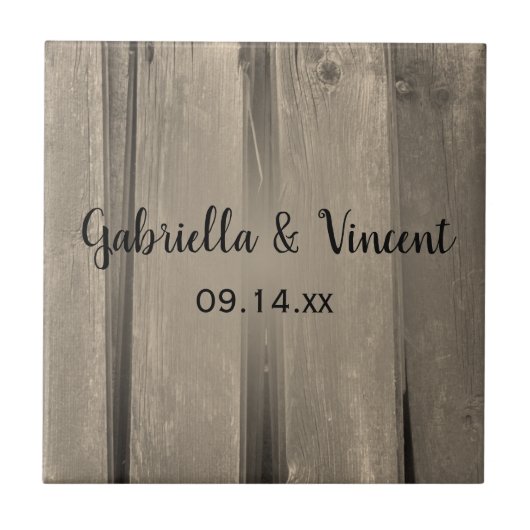 Rustic Country Barn Wood Wedding Tegeltje (Voorkant)