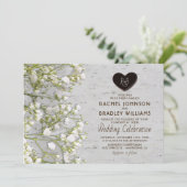 Rustic Country Birch Tree Baby's Breath Wedding Kaart (Staand voorkant)